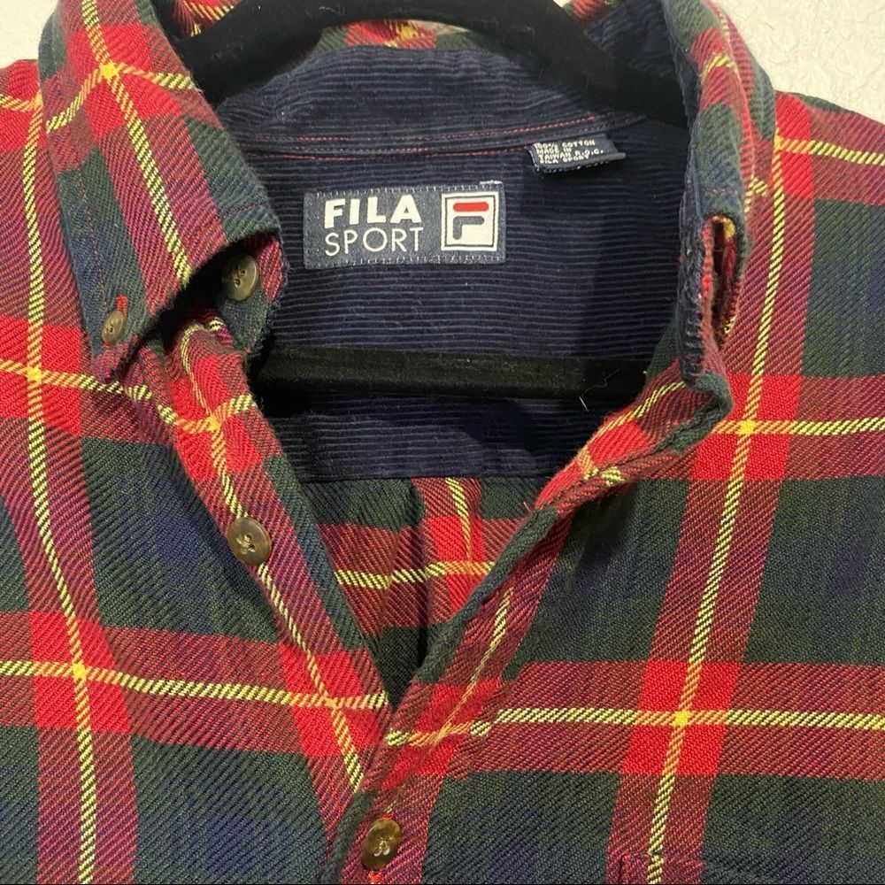 FILA Sport Vintage Shacket Flannel Button Up with Elbow pads-L - Picture 2 of 11